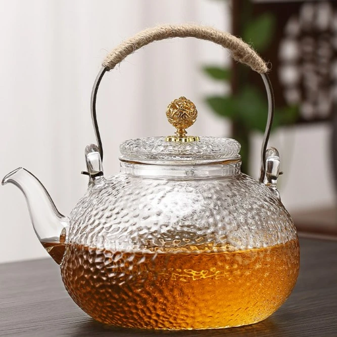 铜把提梁煮茶壶玻璃单壶电陶炉煮茶器套装家用花茶壶耐高温泡茶壶