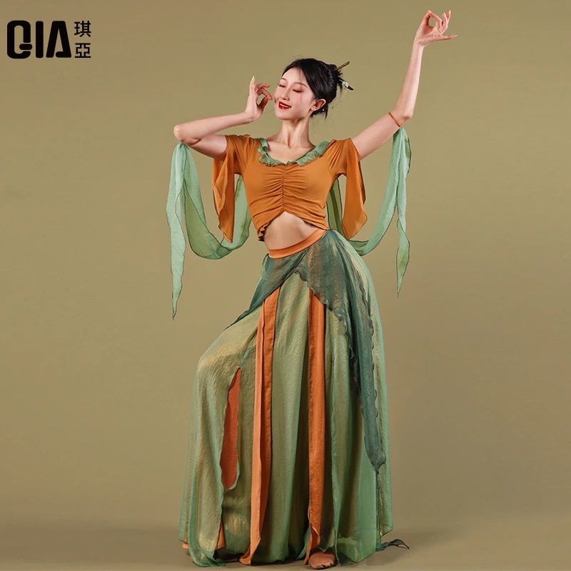 琪亚敦煌舞蹈服套装女仙气飘逸古典舞练功服中国舞民族舞蹈演出服
