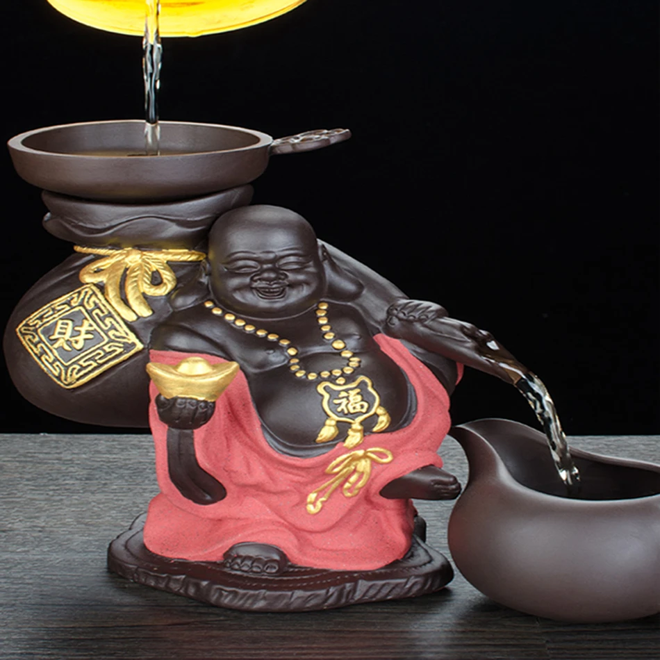 紫砂茶宠摆件可养茶玩弥勒佛小和尚茶盘茶桌摆设茶具配件茶道禅意