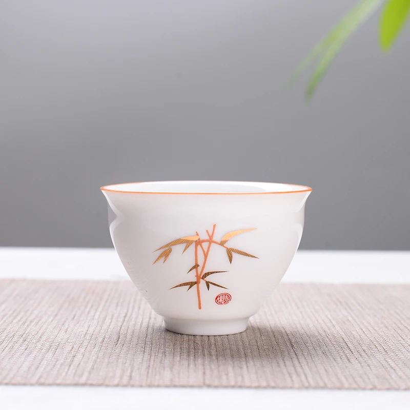 纯白陶瓷（白瓷高白如意杯）创意中式家用主人杯