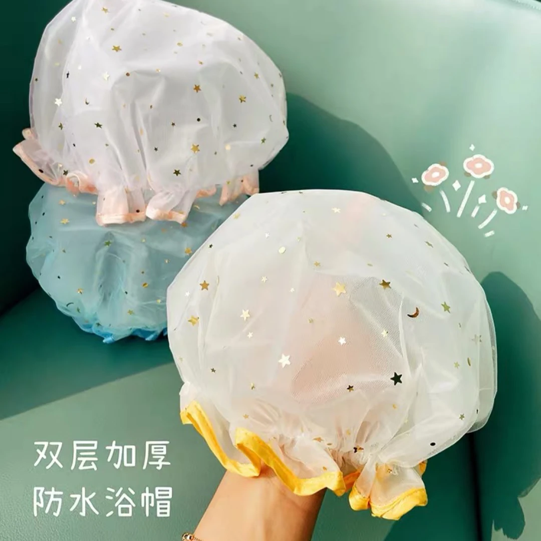 加厚双层浴帽防水洗澡洗头套家用女沐浴帽儿童发套厨房防油烟专用