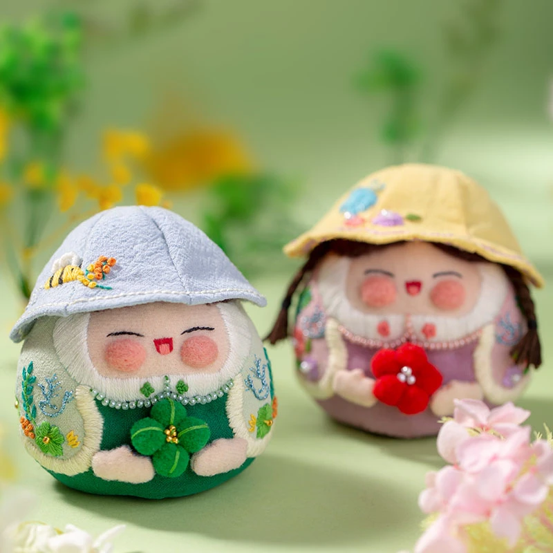 阿卡手工刺绣diy材料包羊毛毡戳戳乐大阿福布偶吉祥物新年礼物