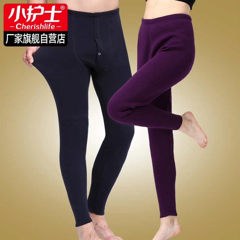 小护士保暖裤男士加绒加厚秋裤女内穿宽松大码打底裤棉毛线裤绒裤