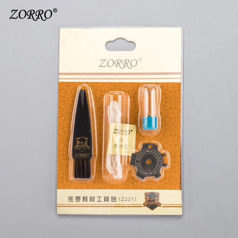ZORRO多功能工具包砂轮打火机通用配件耗材火石棉芯清理刷螺丝刀