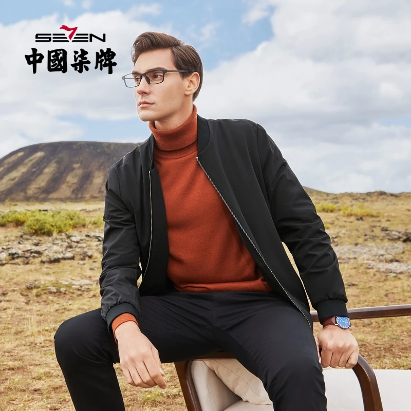 柒牌夹克时尚休闲棒球领男士防风户外纯色茄克外套上衣121K70410