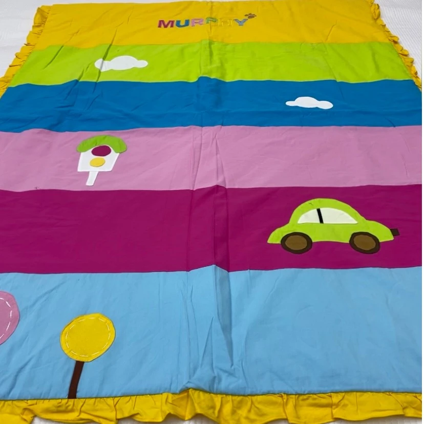 儿童多彩贴布拼接四季被    夹棉被套