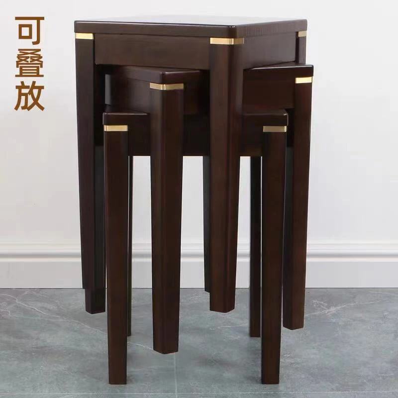 实木轻奢餐桌凳子新中式家用方凳化妆凳餐凳凳叠放餐厅简约客厅