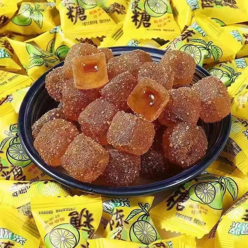 爆浆夹心陈皮软糖水果味糖果随身携带酸甜休闲小零食喜糖