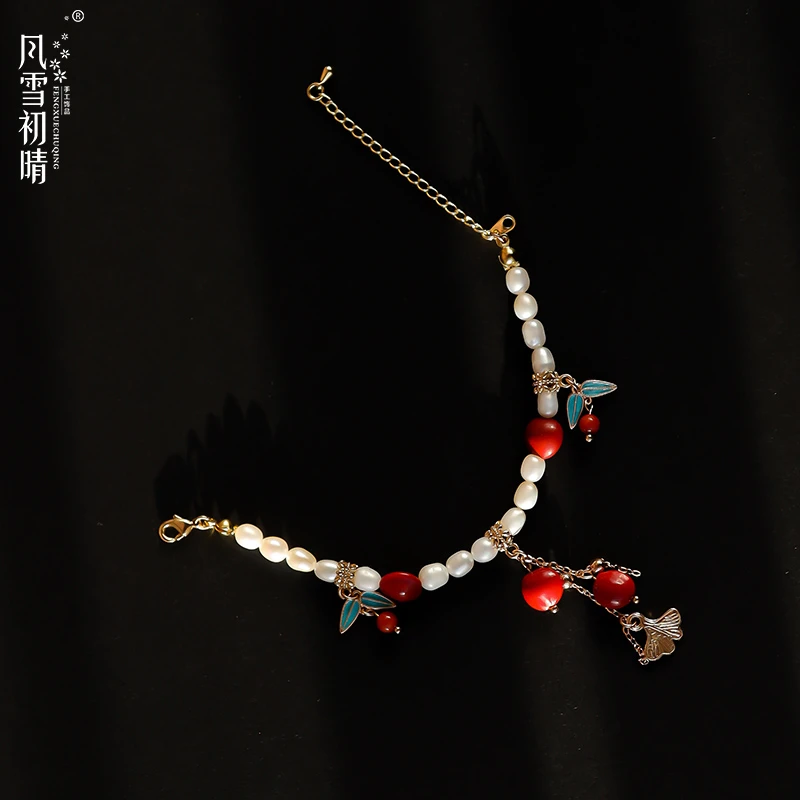 风雪初晴 铜合金亚克力发饰 相思子 原创手工汉服古风红豆发夹子