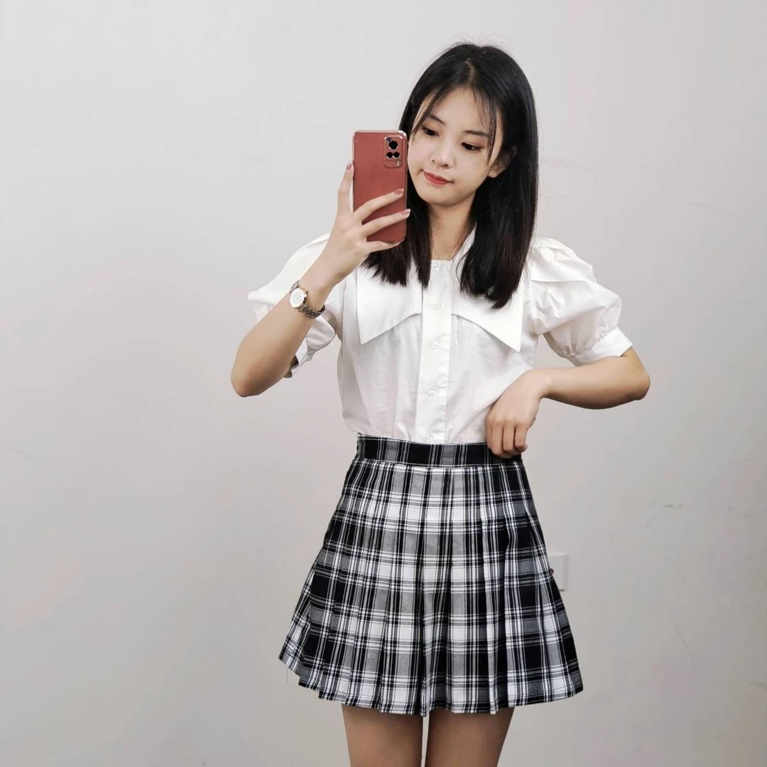 专属经典时尚百搭防走光百褶裙半身裙洋气夏季格子学生