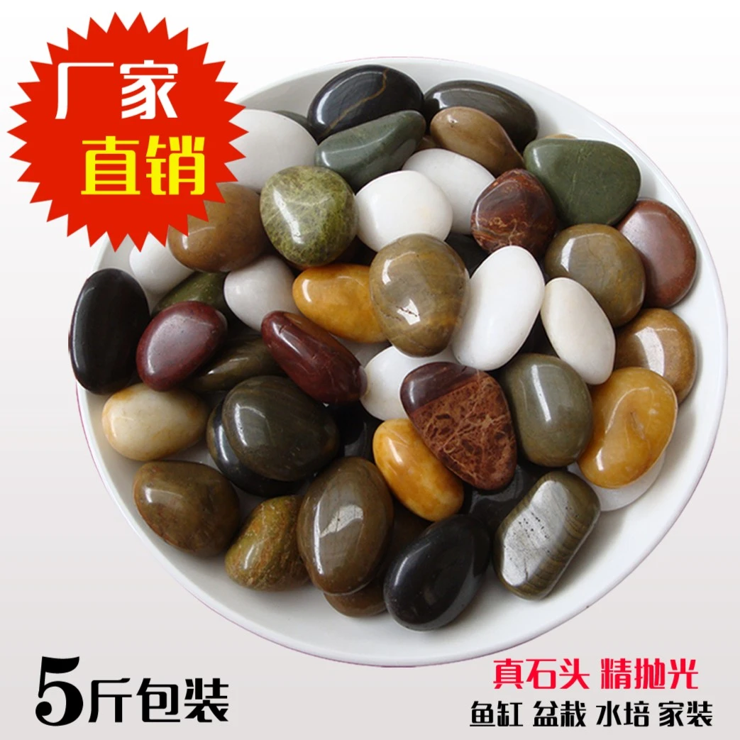 鹅卵石雨花石五彩石头原石精品高抛光装饰铺地鱼缸园艺盆景 5斤装
