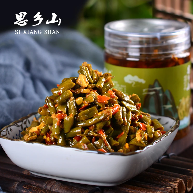 思乡山开盖开胃酸脆豆角280g*2瓶香辣下饭菜湖南特产香辣微辣腌制