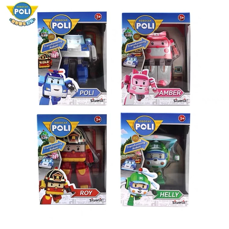 【小小手精选】正品银辉变形警车珀利警长poli救援队机器人玩具
