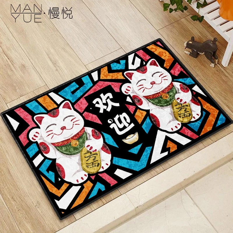 【可爱猫】冰花绒中式风进门垫现代入户门地垫防尘防滑脚垫可裁剪