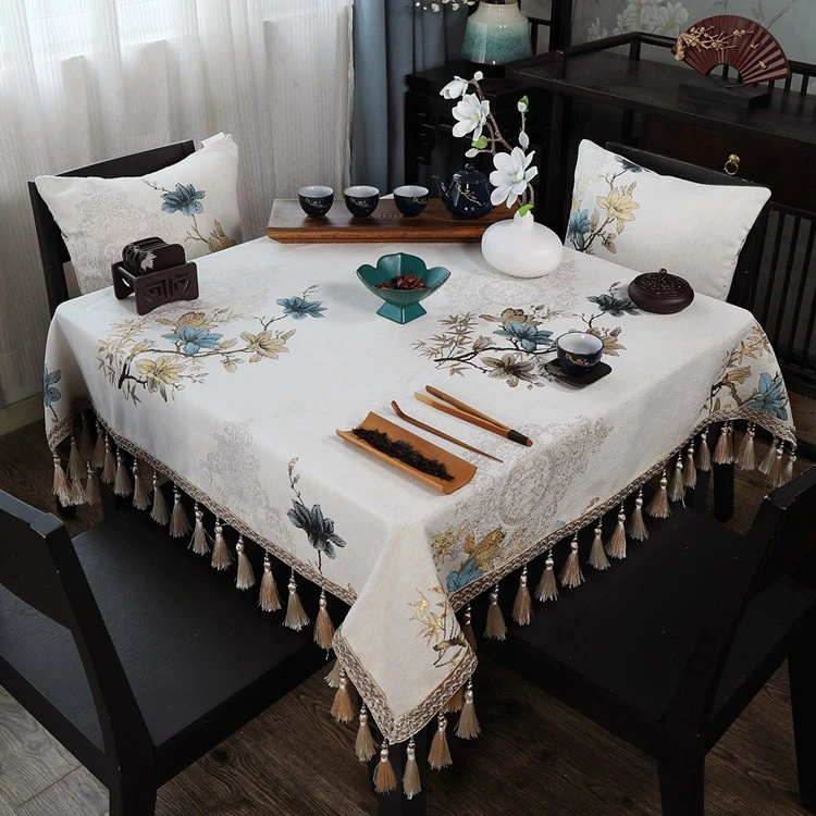 新中式桌布正方形餐桌布高级感四方小茶几茶桌茶台八仙桌桌子垫布