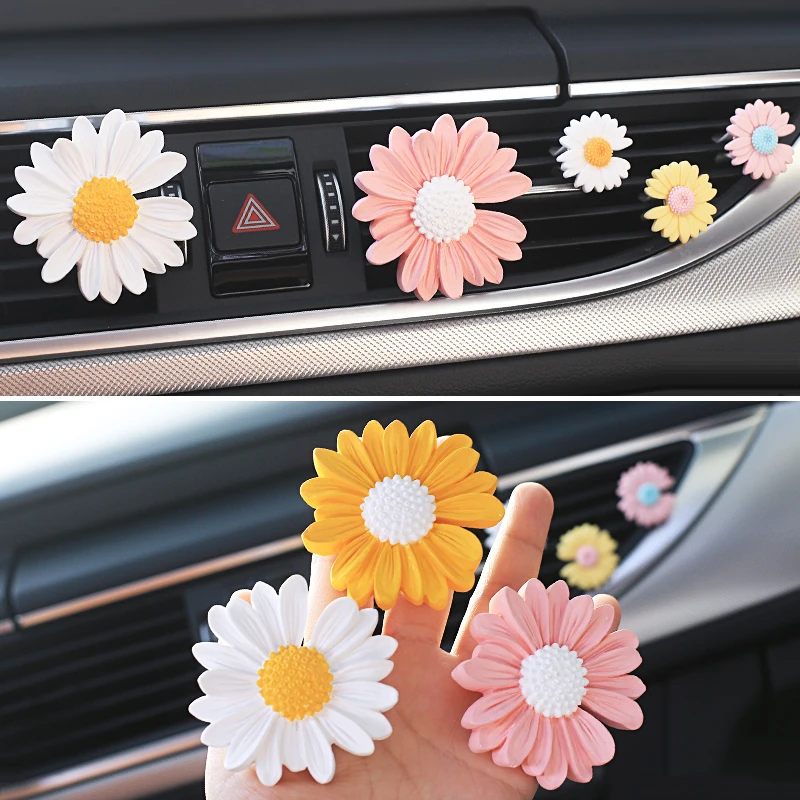 车旅生活汽车装饰小雏菊空调出风口车载香水扩香石摆件车饰品义乌