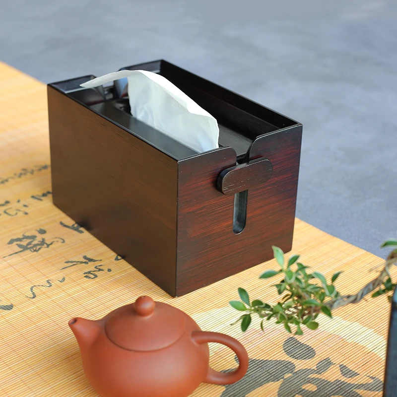 实木升降纸巾盒客厅茶道禅意原竹制纸抽盒酒店餐厅餐巾盒LOGO定制