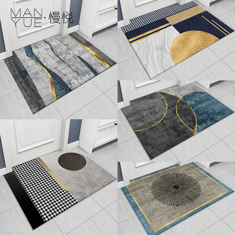 多款式【北欧系列】水晶绒 创意极简风入户门垫进门玄关脚垫-慢悦