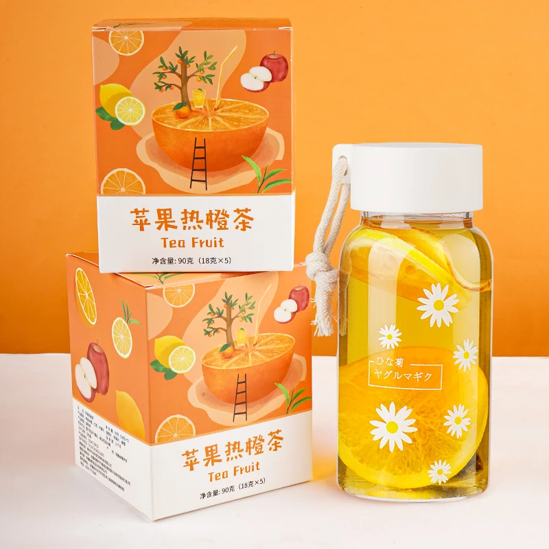 杏林草堂苹果热橙茶水果茶橙子片香橙茶柠檬红茶花果茶组合90g/盒