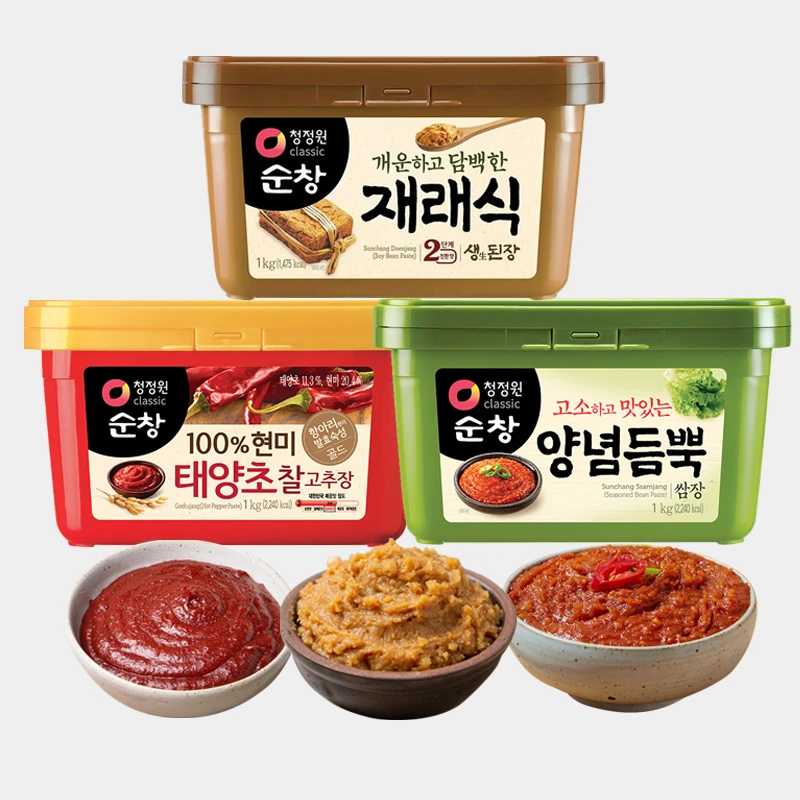 【律哥直播间】韩国进口清净园大酱包饭酱辣椒酱三种口味1kg装韩式