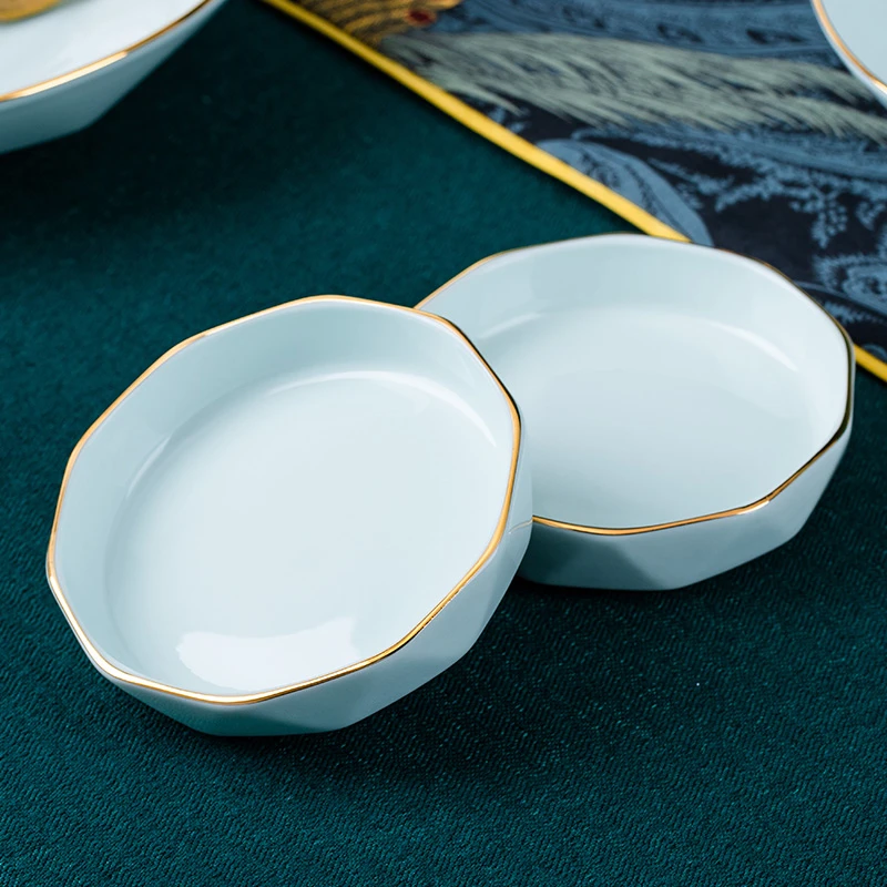 影青钻石味碟6个装景德镇家用陶瓷餐具欧式调味蘸料碟吐骨小碟子