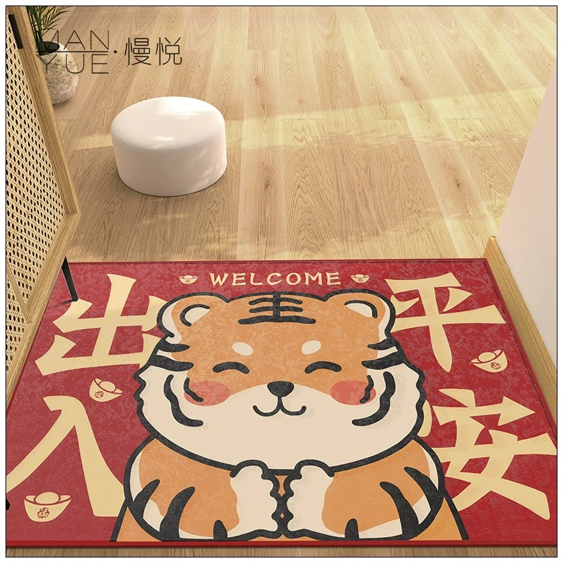 新中式红色系列门垫现代简约喜庆轻奢入户门玄关蹭土蹭泥耐脏地垫