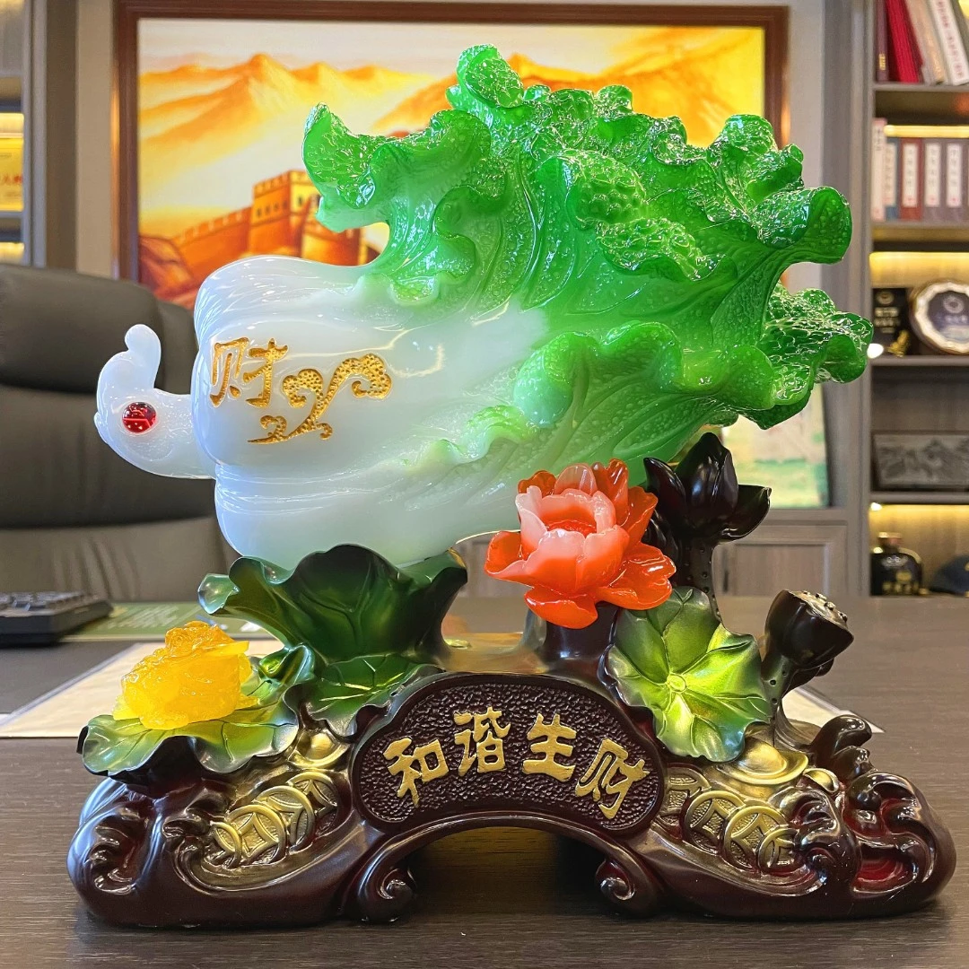 【木火火】和谐生财金蟾白菜摆件家居客厅装饰品收银台招财摆件手办