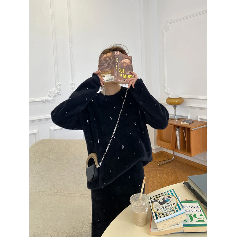 NAVST胶囊系列慵懒风钉珠毛衣百搭开衫圆领针织C2108118MY4