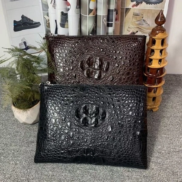 铭哥家鳄鱼皮骨手包真皮正品大容量商务休闲手拿包男士时尚百搭