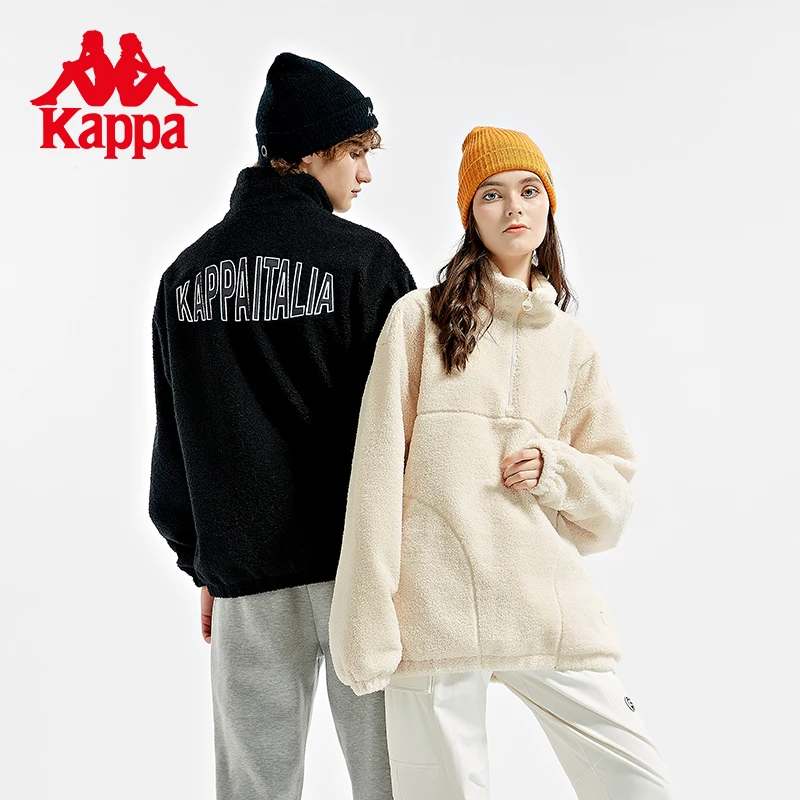 《已开价》Kappa卡帕羊羔绒外套男女半拉链摇粒绒字母K0BY2WT03D