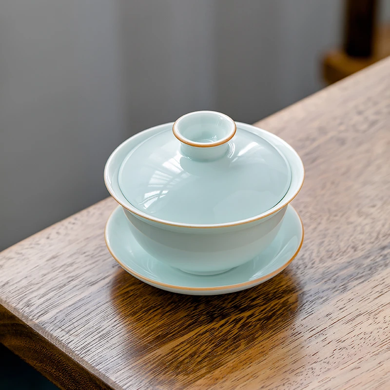 盖碗茶杯三才碗茶杯陶瓷功夫茶具茶碗杯子家用敬茶碗青瓷泡茶盖碗