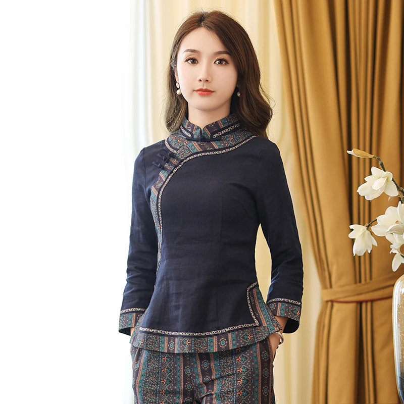 筠雅春装改良唐装女装中国风旗袍上衣年轻款茶服民族风禅服J805