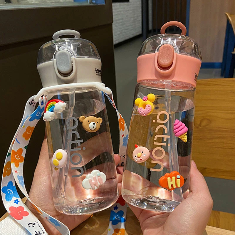 网红高颜值随手杯带吸管塑料水杯大容量儿童创意可爱户外便携杯子