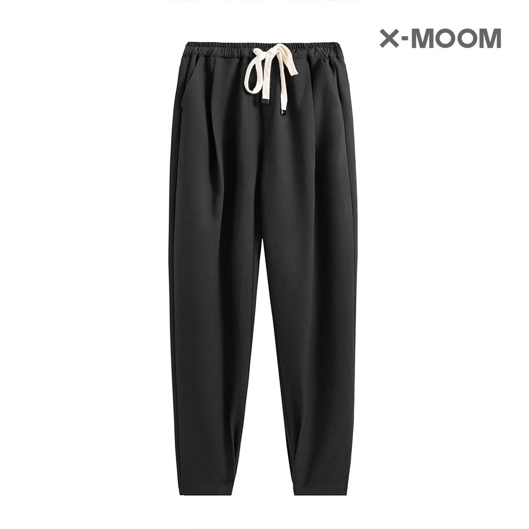 X--MOOM新款运动休闲撞色抽绳黑色百搭收脚裤女士斜纹ZTQNS16028