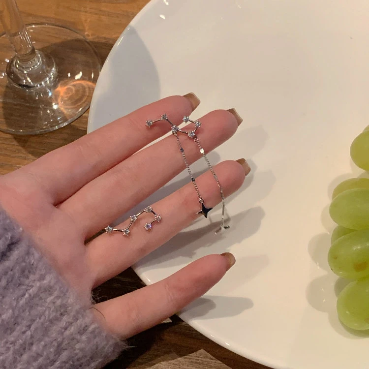 铜合金耳饰 AL1108 不对称星河流苏耳环高级小众设计感气质耳钉