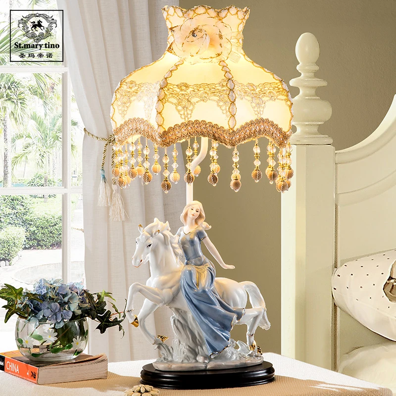 圣玛帝诺（ST.MARY）欧式公主台灯创意卧室儿童女儿房护眼床头灯