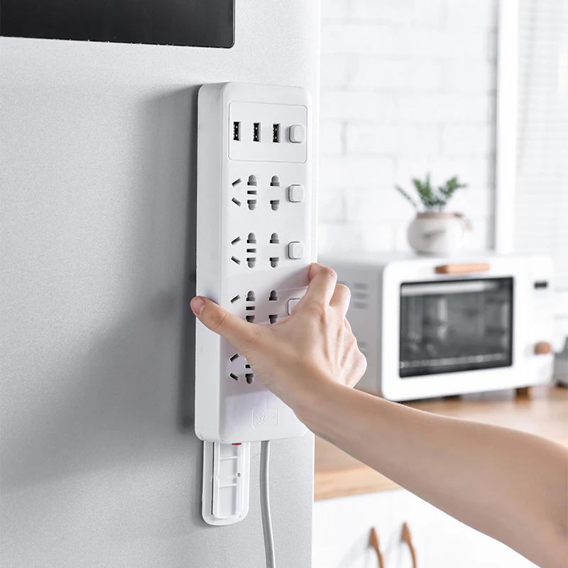 雁申插排固定器壁挂插座无痕排插收纳盒墙上插线板拖线板路由器