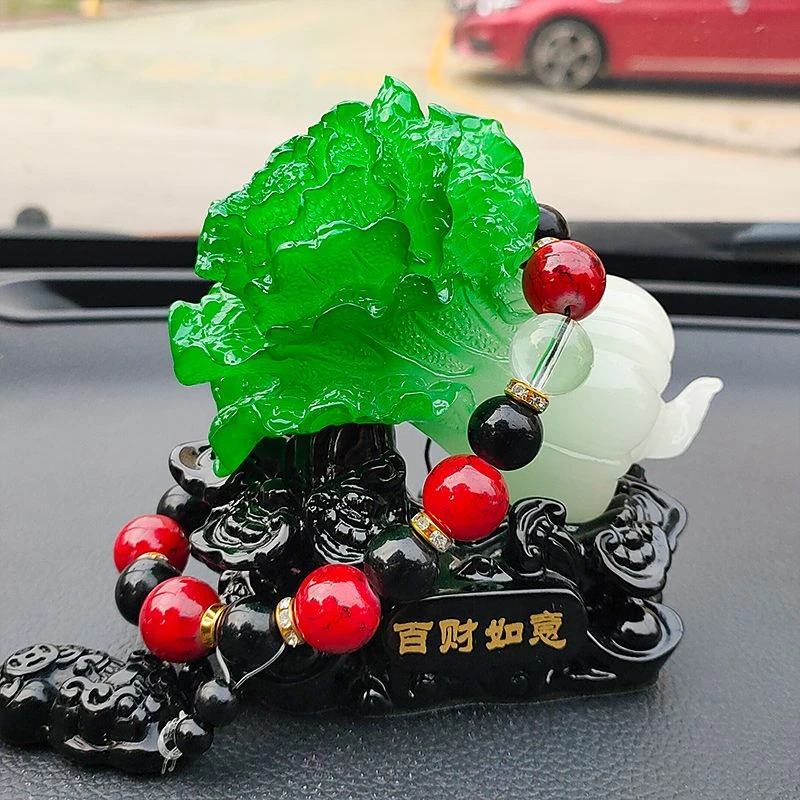 带珠工艺品白菜家居饰品创意桌面汽车装饰品车载小摆件高档