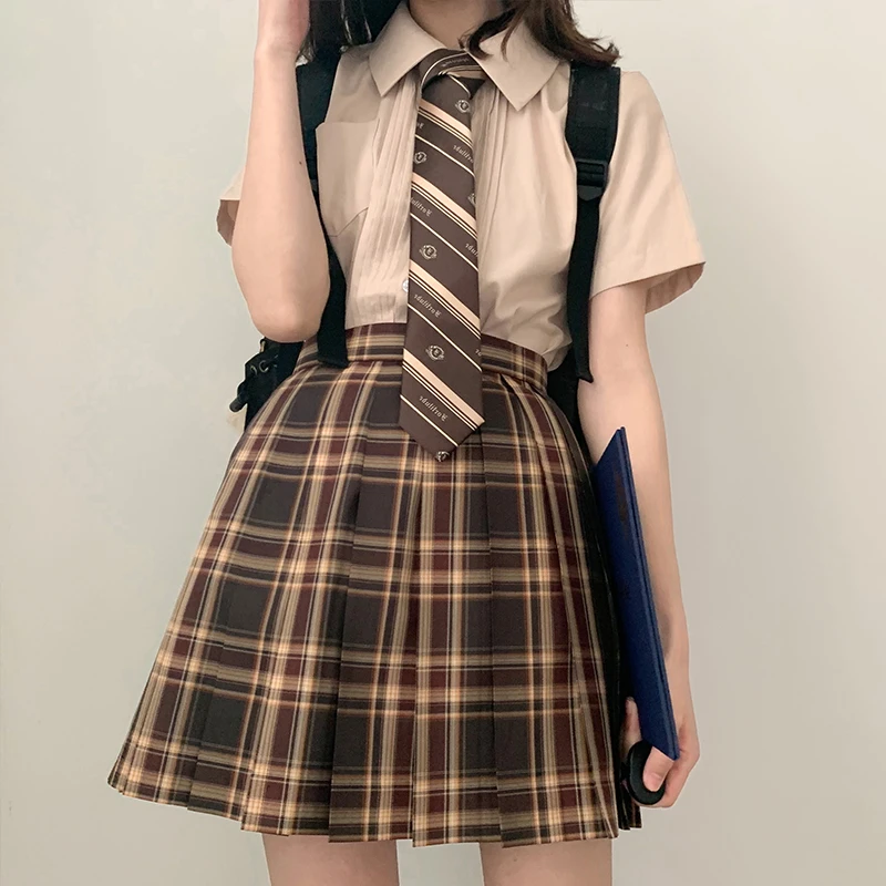 心脏地震格裙暮山分时 JK制服少女校供百褶日系半身裙学院风短款