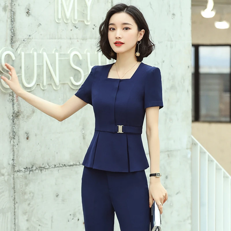 职业套装女时尚气质夏季上班短袖两件套夏酒店前台大堂经理工作服