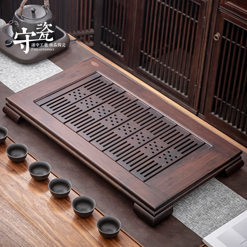 国色天香茶盘家用功夫茶具竹制小型茶台储水托盘简约实木干泡茶座