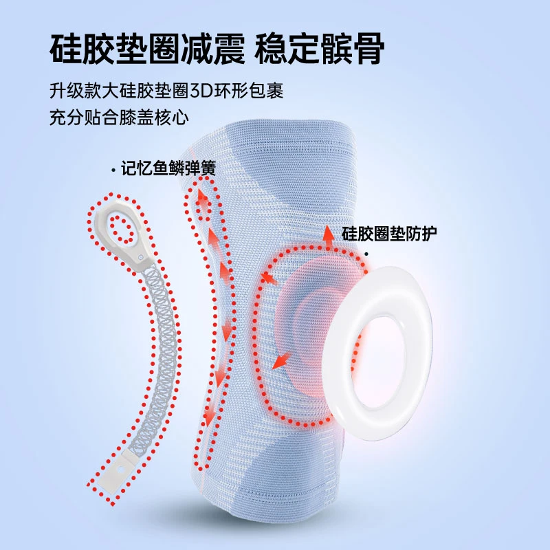 【星闪运动】10色可选硅胶半月板护膝运动硅胶环高弹高压双弹簧