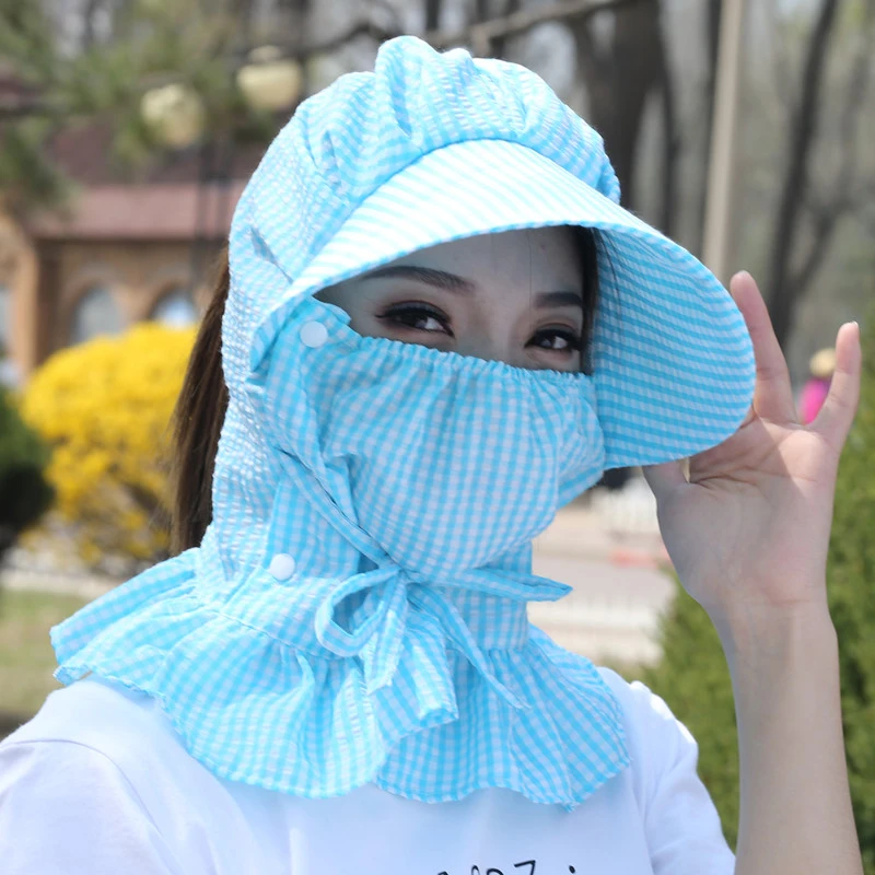 防晒帽子女夏季大帽檐大披肩遮阳帽户外骑行干活防尘采茶帽太阳帽