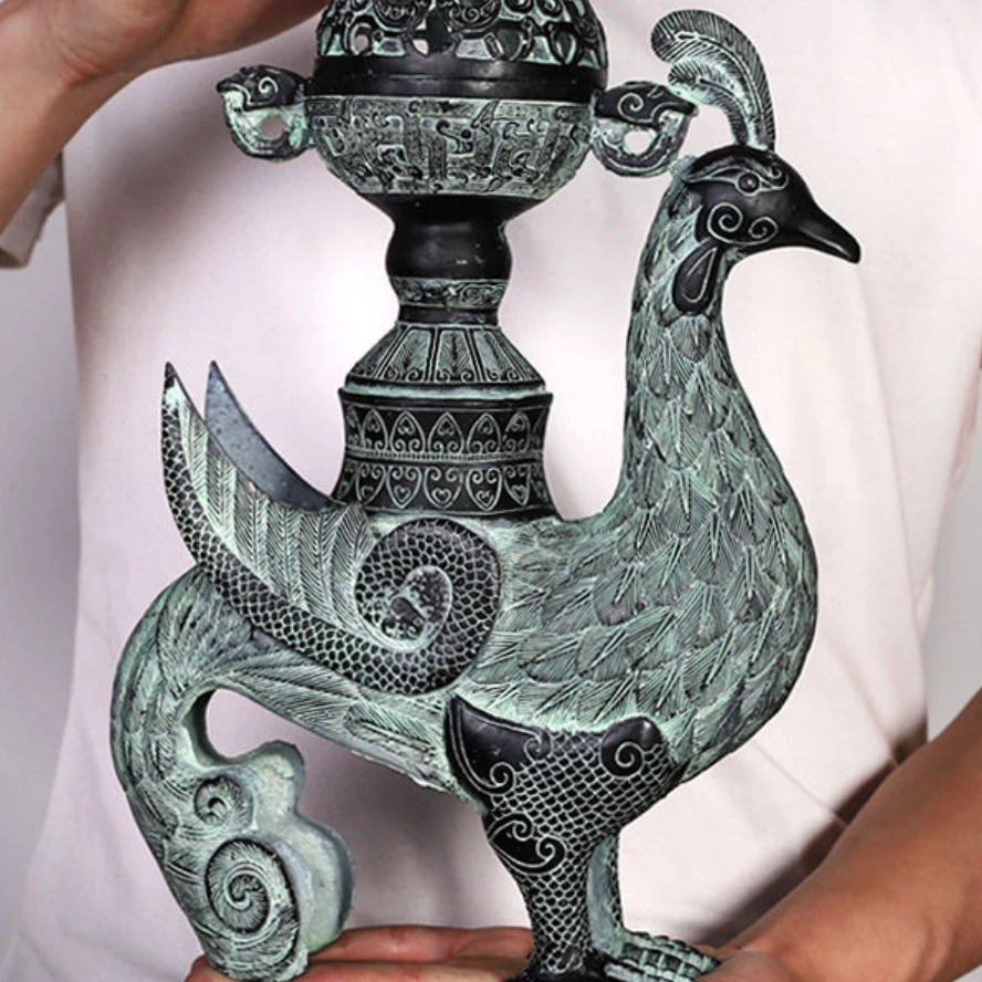 仿古青铜器鸟熏香炉古玩乔迁开业新居礼品摆件工艺品
