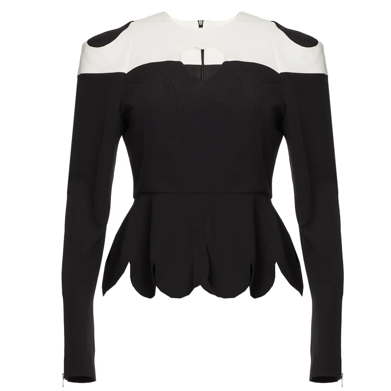 SUNGDO GIN黑白撞色镂空爱心收腰西装上衣21AT006