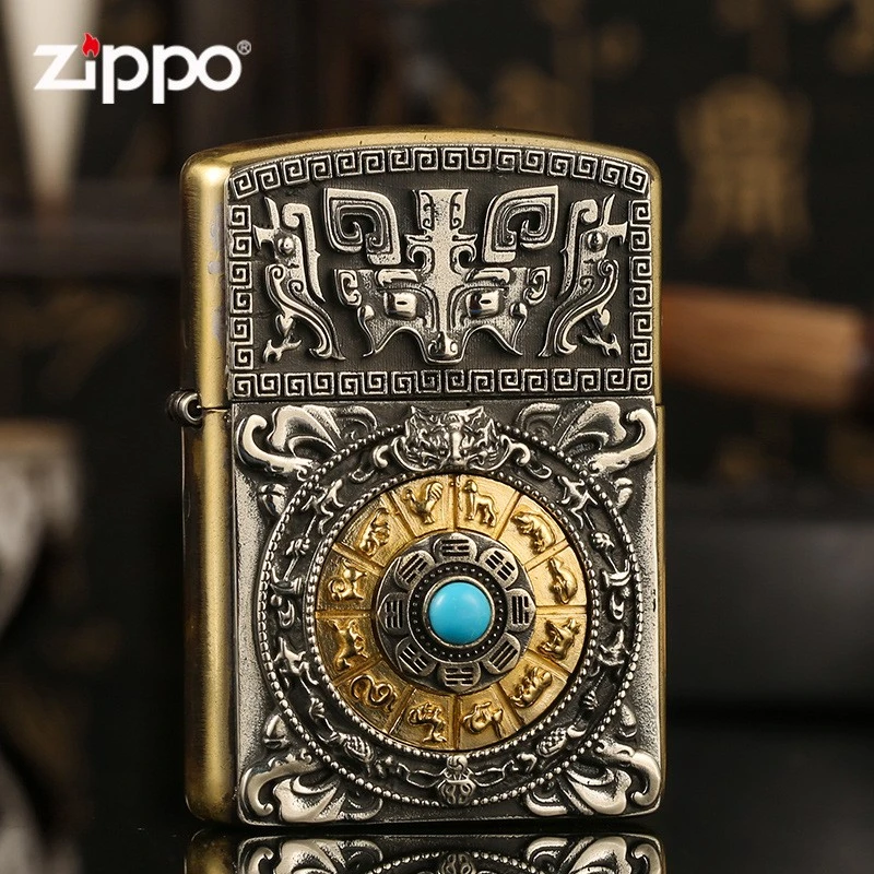 zippo打火机DIY贴章单面九宫八卦男士礼品送礼防风打火机DY9802TZ