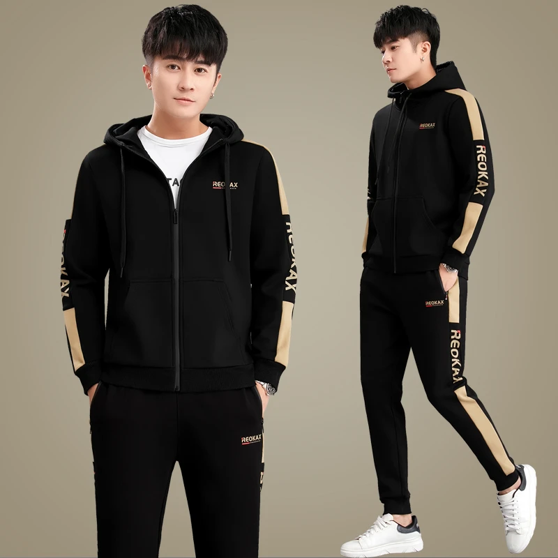 春季新款男士卫衣套装中青年休闲洋气运动服两件套春秋跑步服潮男