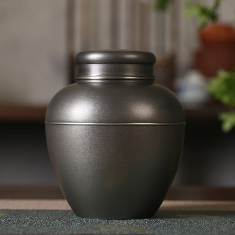 纯锡茶叶罐复古储茶罐金属密封大号茶叶礼盒装禅意中式茶仓防潮