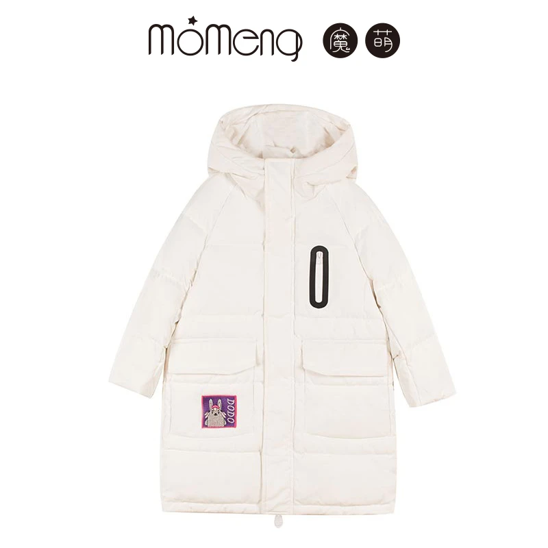 魔萌童装刺绣连帽中长款羽绒服冬季外套保暖时尚加厚DW200817DY