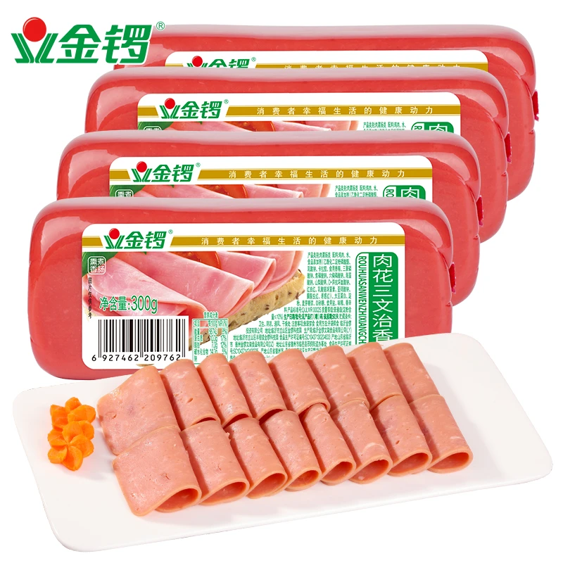 金锣 肉花三文治火腿300g*4支 新鲜休闲营养鲜嫩早餐三明治